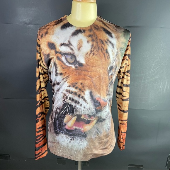 Get a Life Tops - Get A Life Adult L Tiger Graphic LS T-Shirt in EUC